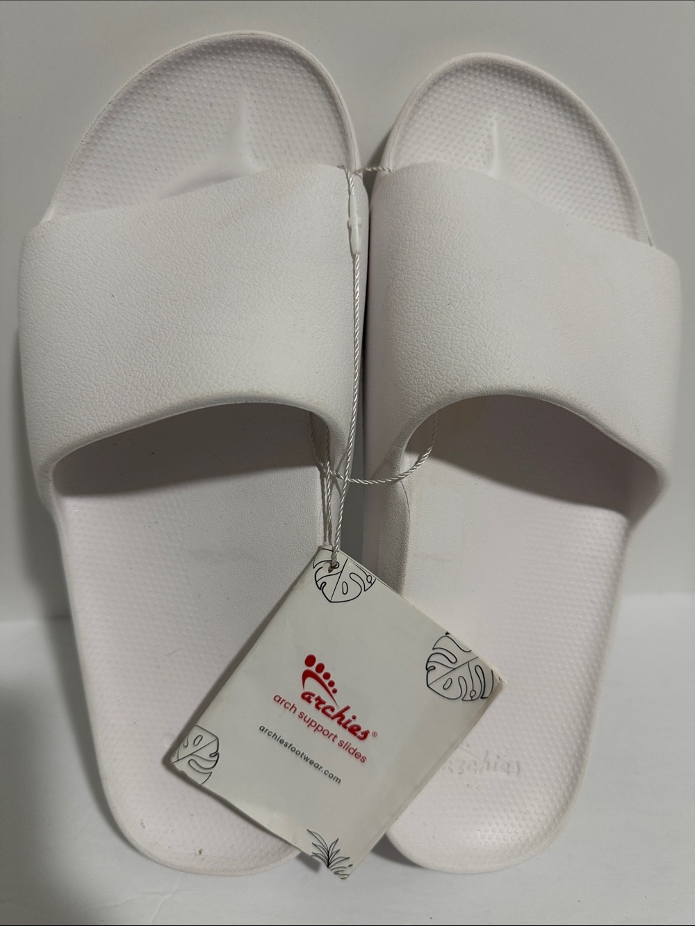 Men’s Unisex White Arch Support Slide Sandals US Men’s Size 8